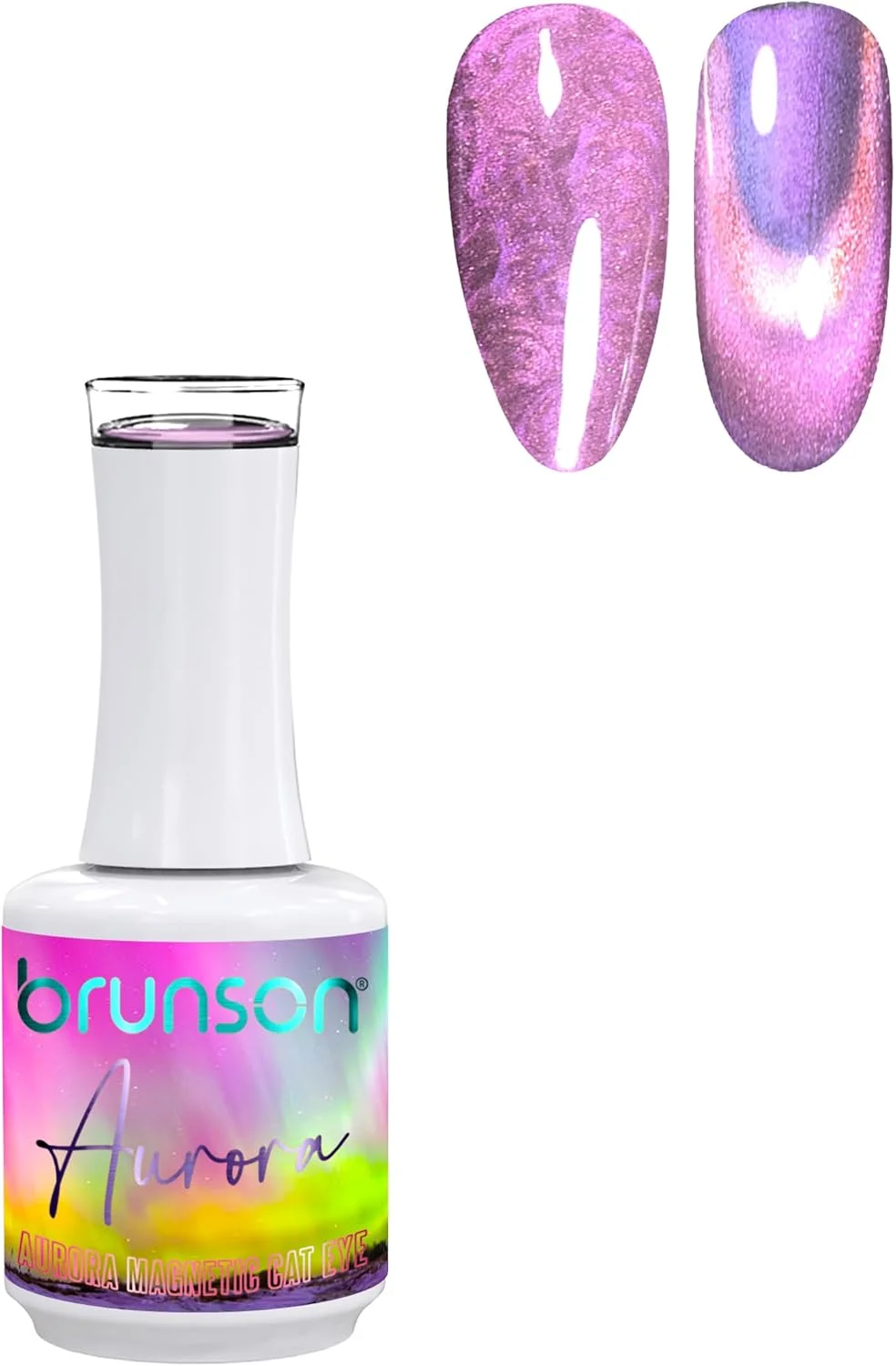 لاک ژل ناخن 18 میل برونسون، لاک ژل چشم گربه ای مغناطیسی آرورا با ماندگاری بالا، رنگ طبیعی براق، لاک ژل خیساندنی حرفه ای UV LED، طراحی ناخن و مانیکور (BAMC021, 18)