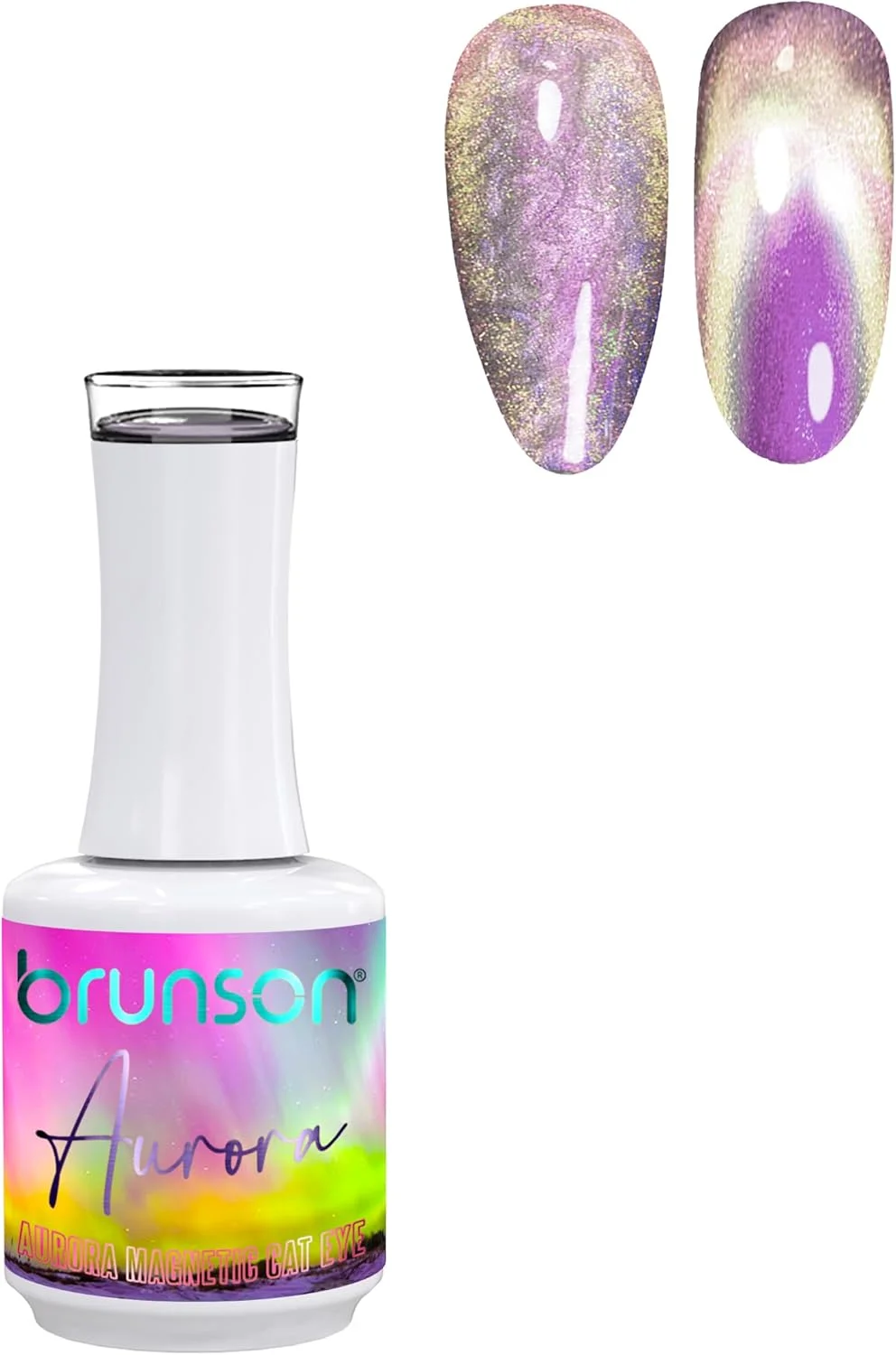 لاک ژل ناخن ۱۸ میل، لاک ژل چشم گربه ای مغناطیسی آرورا با ماندگاری بالا، رنگ طبیعی براق، لاک ژل خیساندنی حرفه ای UV LED، طراحی ناخن و مانیکور (BAMC016, 18)