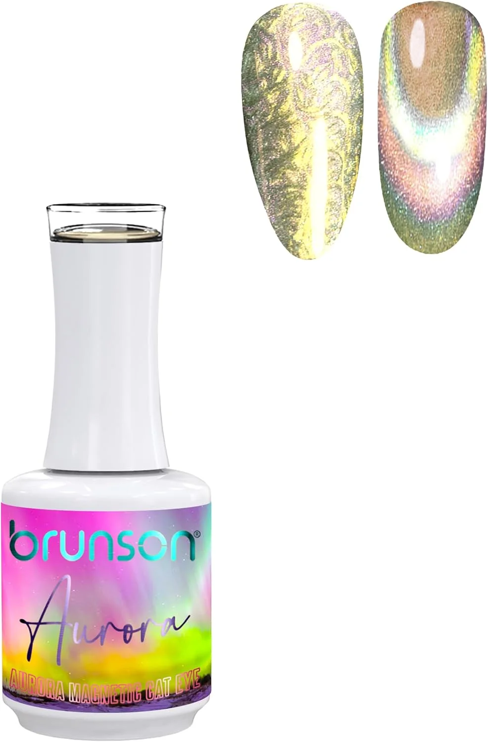 لاک ژل ناخن ۱۸ میل برونسون، لاک ژل چشم گربه ای مغناطیسی آرورا با ماندگاری بالا، رنگ طبیعی براق، لاک ژل حرفه ای UV LED، طراحی ناخن و مانیکور (BAMC020, 18)