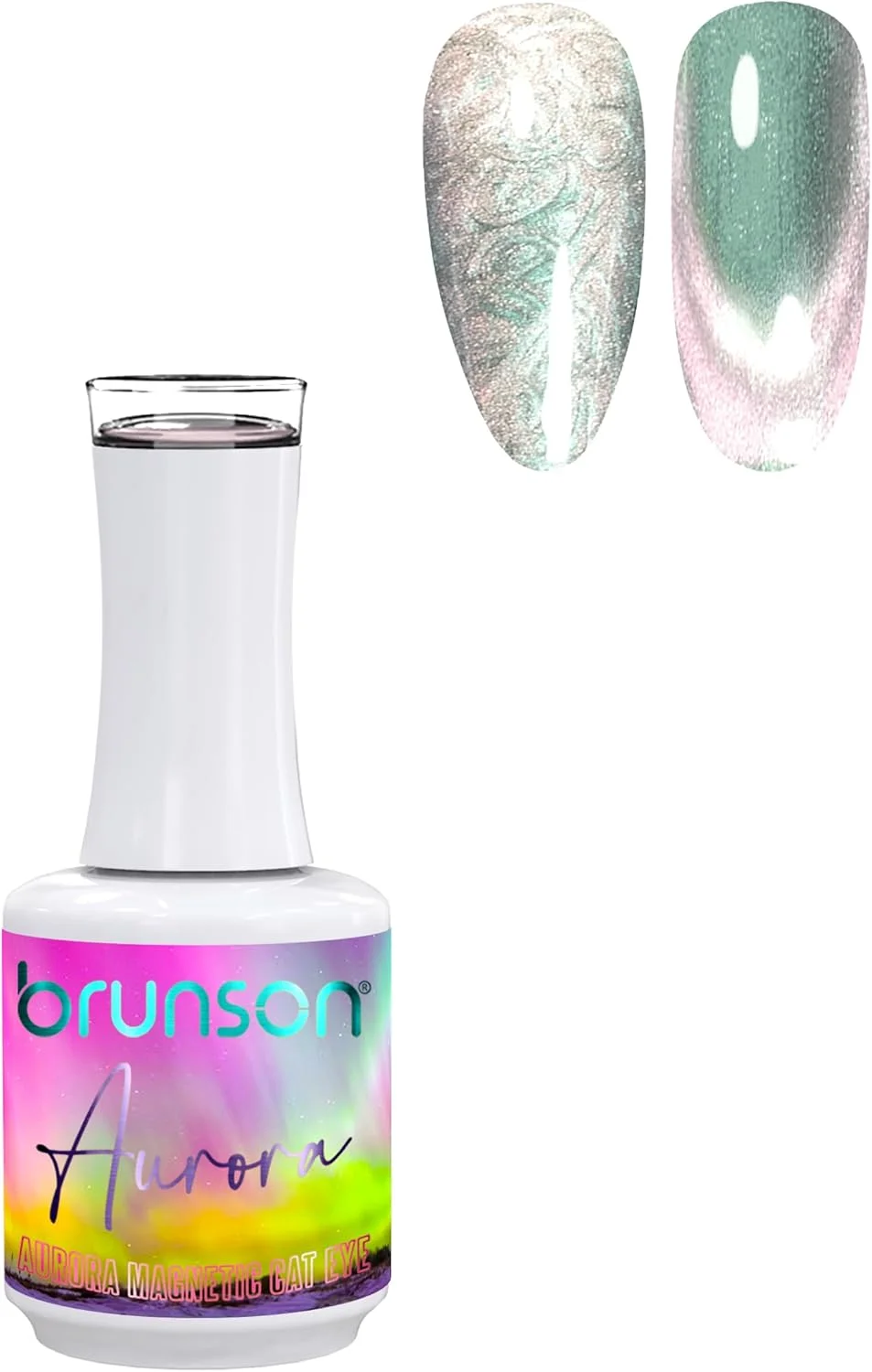 لاک ژل ناخن 18 میل برونسون، لاک ژل چشم گربه ای مغناطیسی آرورا با ماندگاری بالا، رنگ طبیعی براق، لاک ژل خیساندنی حرفه ای UV LED، طراحی ناخن و مانیکور (BAMC018, 18)