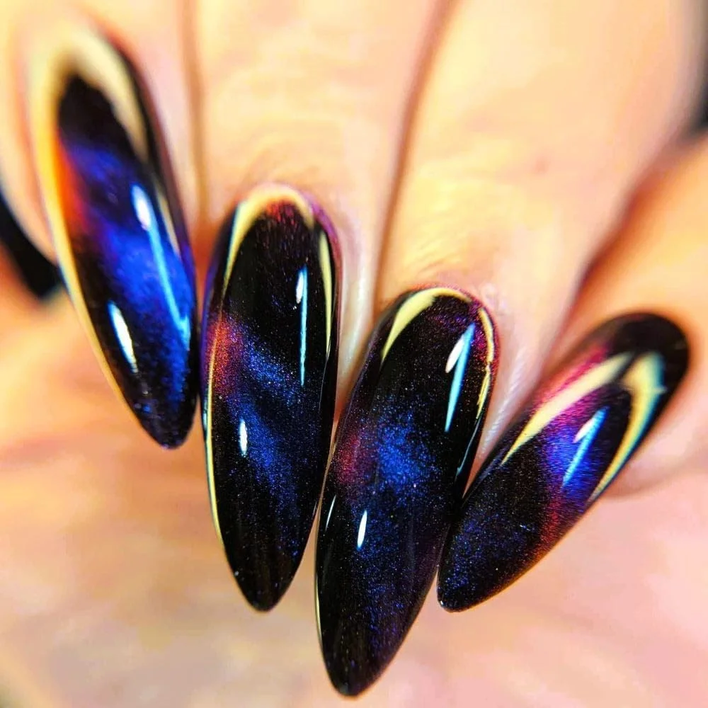 لاک ژل چشم گربه ای 18 میل، لاک ژل چشم گربه ای چند جهانی 9 بعدی برانسون، جلوه کهکشانی، لاک ژل مغناطیسی UV LED، ماندگاری طولانی - لاک ناخن براق برای طراحی ناخن (SF-A-BM9D18, 18)