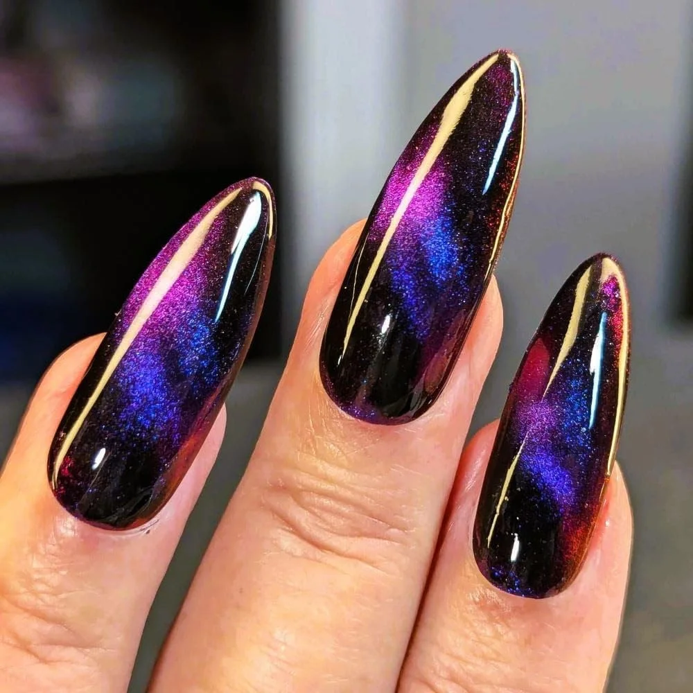 لاک ژل چشم گربه ای 18 میل، لاک ژل چشم گربه ای چند جهانی 9 بعدی برانسون، جلوه کهکشانی، لاک ژل مغناطیسی UV LED، ماندگاری طولانی - لاک ناخن براق برای طراحی ناخن (SF-A-BM9D18, 18)