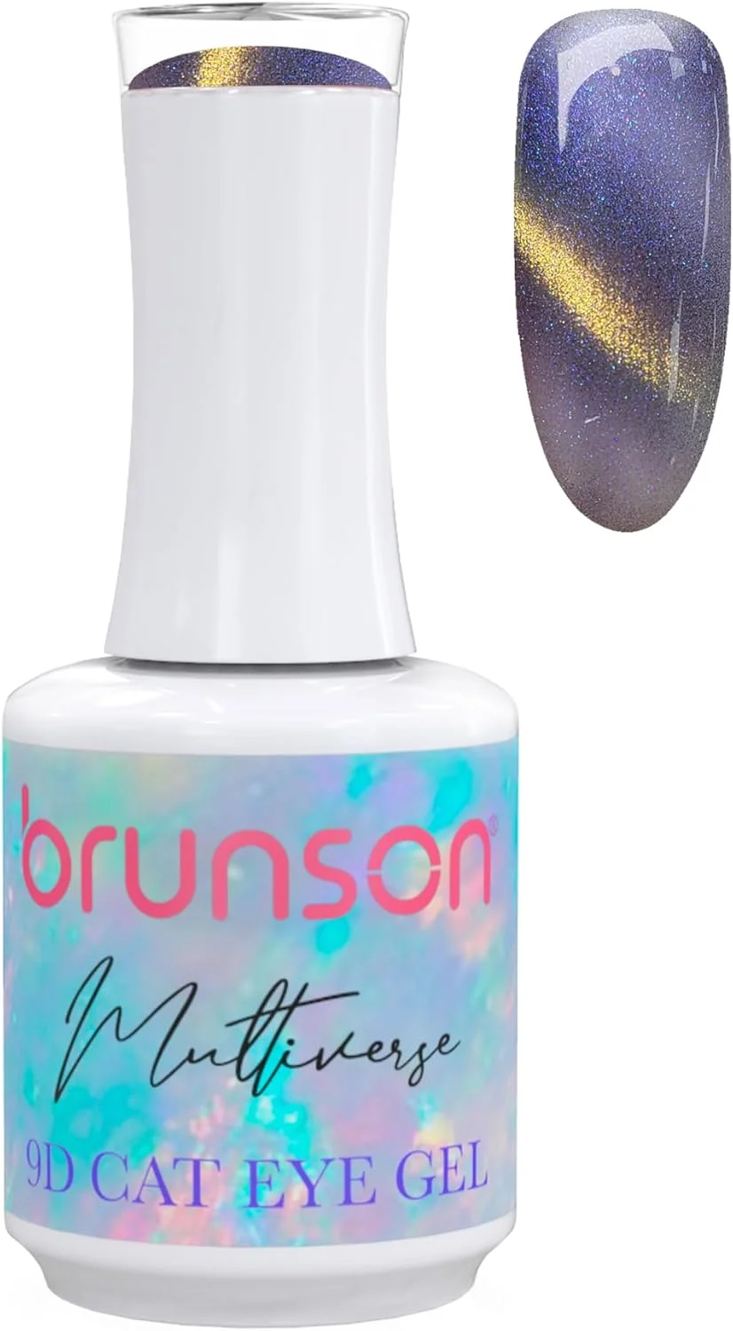 لاک ژل ناخن چشم گربه ای 18 میل، لاک ژل چشم گربه ای 9 بعدی Brunson Multiverse با افکت کهکشانی، لاک ژل مغناطیسی UV LED Soak Off، ماندگاری بالا - لاک ناخن براق برای طراحی ناخن (SF-A-BM9D08, 18)