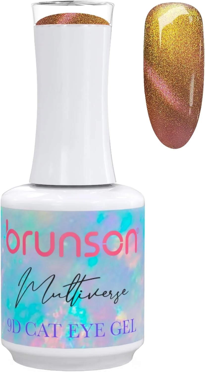 لاک ژل چشم گربه ای 18 میلی لیتر، لاک ژل چشم گربه ای 9 بعدی Brunson Multiverse با جلوه کهکشانی، لاک ژل مغناطیسی UV LED، ماندگاری طولانی - لاک ناخن براق برای طراحی ناخن (SF-A-BM9D20, 18)
