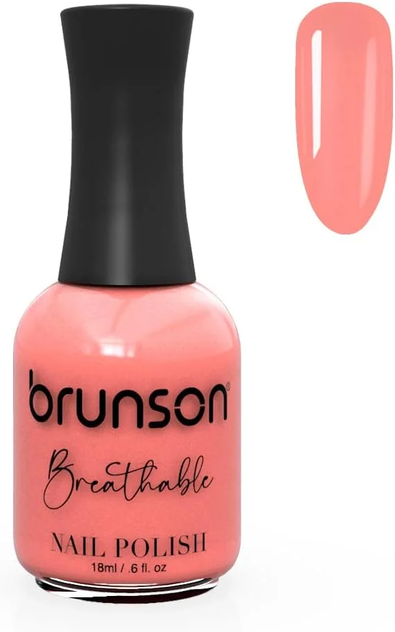 لاک ناخن قابل تنفس برونسون، لاک ناخن حلال، مناسب وضو، خشک شدن سریع، وگان، ماندگاری طولانی اما به راحتی جدا می شود و سازگار با محیط زیست، براق، پایه آب، لاک ناخن 18 میلی لیتر BH064