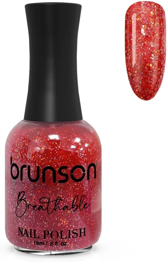 لاک ناخن قابل تنفس برونسون، لاک ناخن دوستدار وضو، خشک شدن سریع، وگان، ماندگاری طولانی اما به راحتی جدا می شود و سازگار با محیط زیست، براق، پایه آب، 18 میلی لیتر BH264