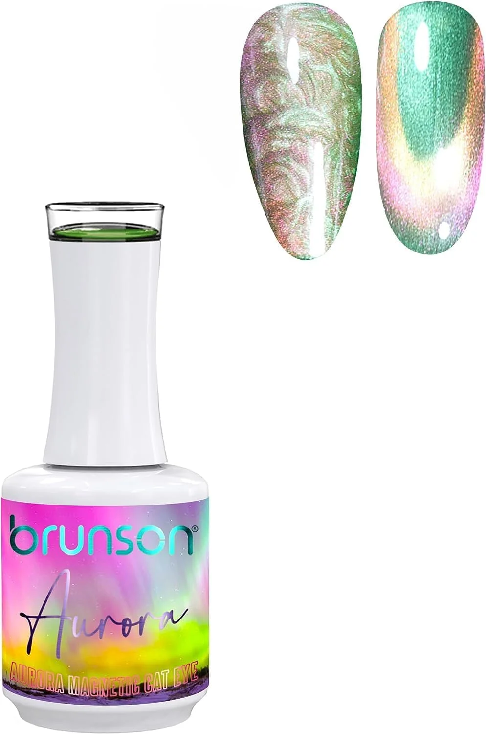 لاک ژل ناخن چشم گربه ای برانسون، کریستالی هولوگرافیک مغناطیسی بازتابنده اکلیلی، آفتاب پرست، جهانی روشن، ست هدیه، ژل مغناطیسی طراحی ناخن UV LED، مانیکور، خیساندن ژل UV، 18 میلی لیتر