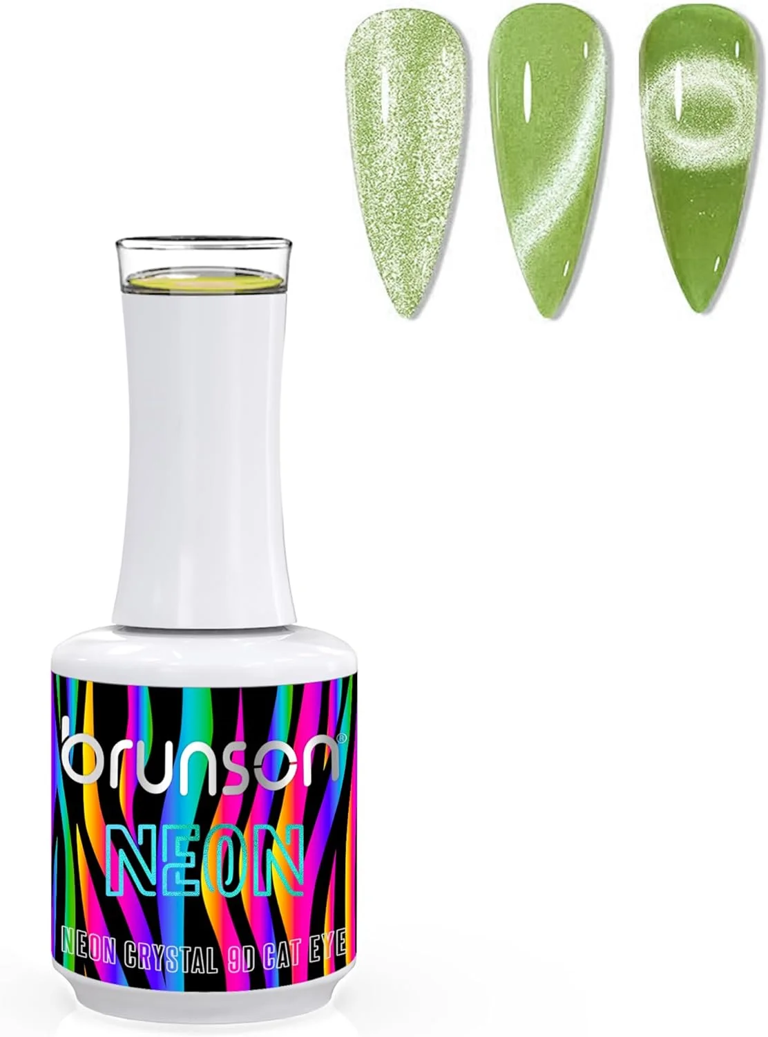 لاک ژل ناخن 15 میل برانسون - نئون کریستال 9D چشم گربه ای مغناطیسی، لاک ژل خیساندنی مغناطیسی اکلیلی بازتابنده، لاک ژل UV با ماندگاری طولانی و درخشش بالا برای طراحی ناخن (SF-A-1-B9DNC02, 15)