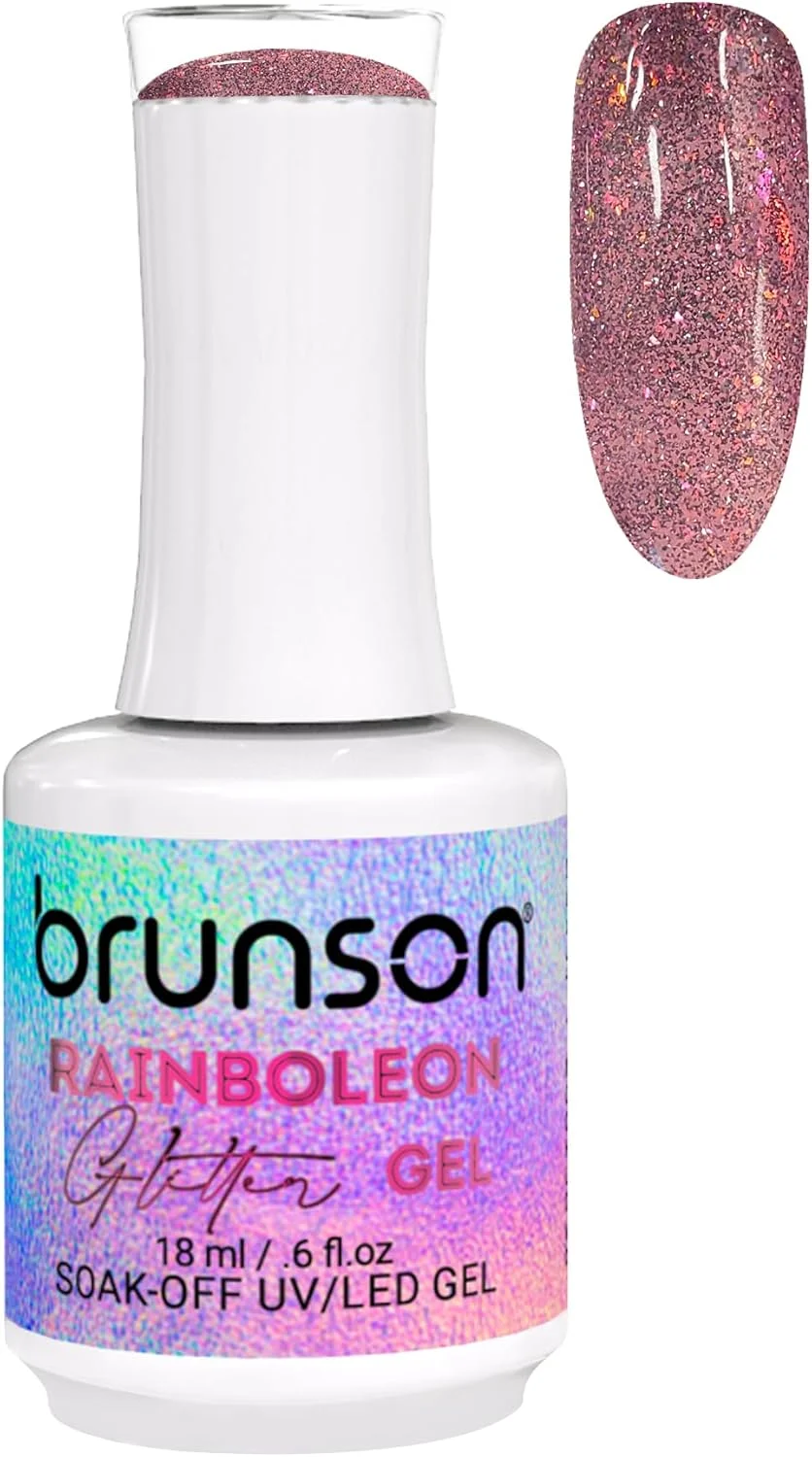 لاک ژل ناخن 18 میل Brunson - لاک ژل اکلیلی Rainboleon، خشک شدن با UV/LED - ماندگاری طولانی، درخشش بالا، فرمول حرفه ای برای طراحی ناخن خیره کننده BRGG12 (BRGG06, 15)