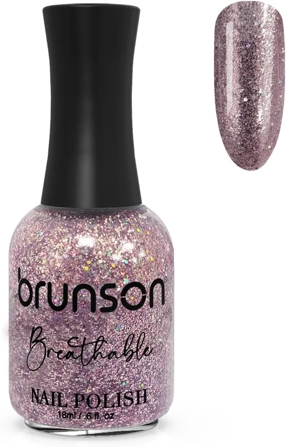 لاک ناخن قابل تنفس برونسون، لاک ناخن دوستدار وضو، خشک شدن سریع، وگان، ماندگاری طولانی اما جدا شدن آسان و سازگار با محیط زیست، براق، پایه آب، 18 میلی لیتر BH372