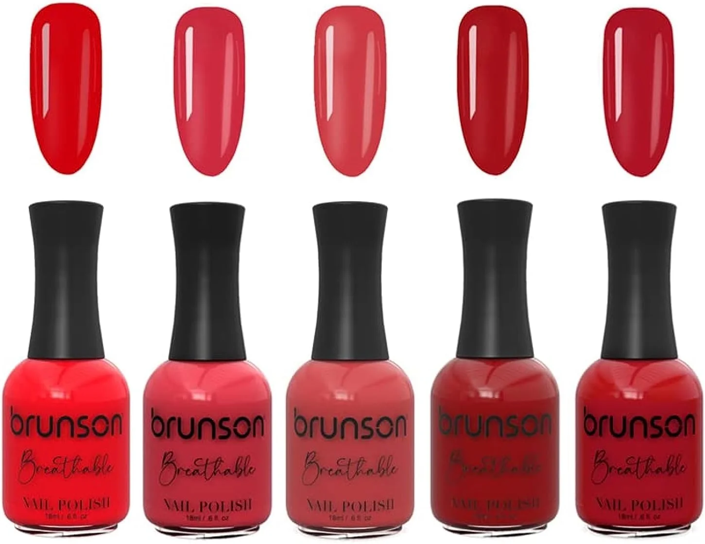 لاک ناخن قابل تنفس برونسون، لاک ناخن حلال، مناسب وضو، خشک شدن سریع، وگان، ماندگاری طولانی اما به راحتی جدا می شود، سازگار با محیط زیست، ارگانیک، براق، پایه آب، 5 عدد BIZS