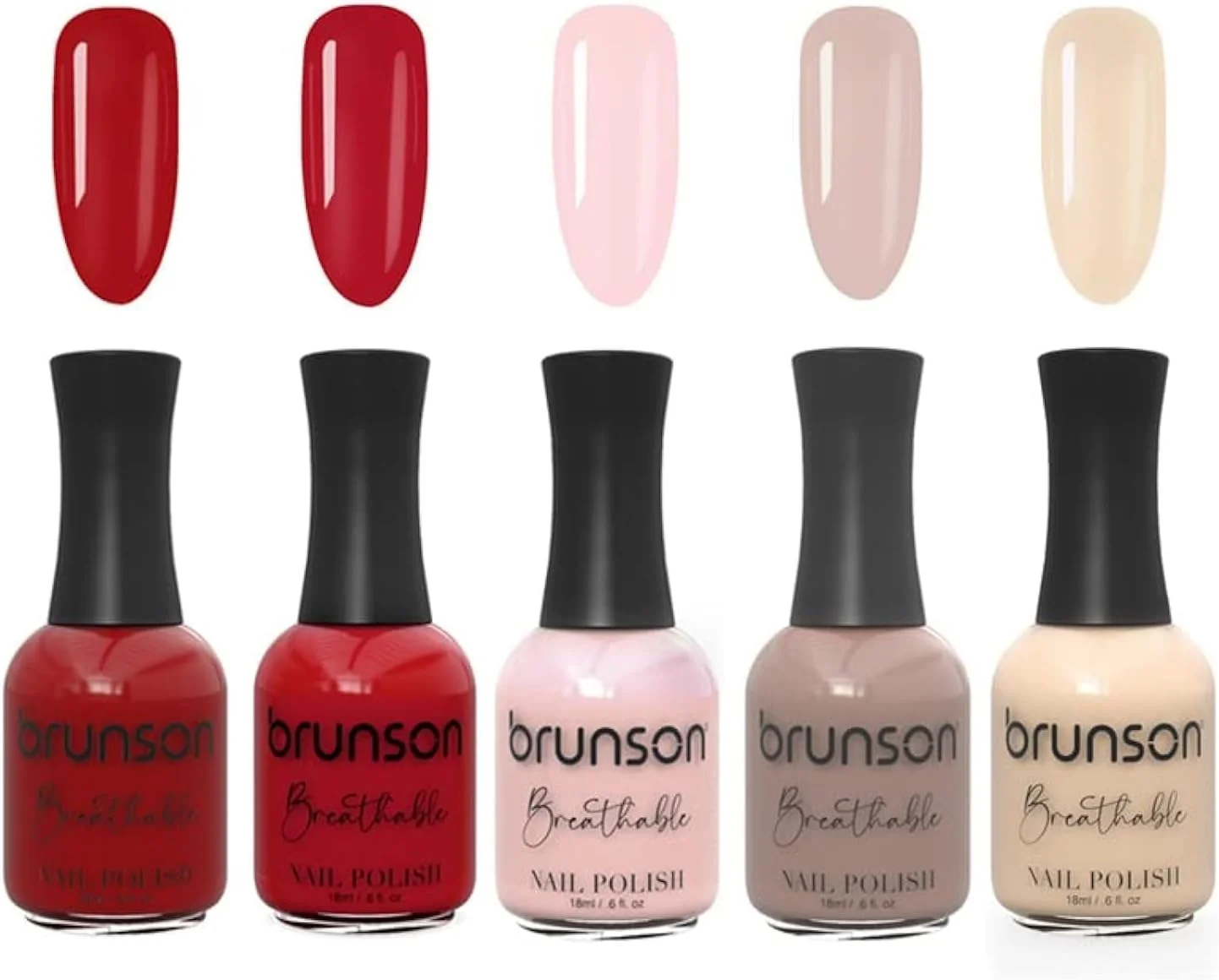 مجموعه لاک ناخن قابل تنفس برانسون، لاک ناخن سازگار با وضو، خشک شدن سریع، وگان، ماندگاری طولانی با قابلیت جدا شدن آسان، سازگار با محیط زیست، براق، پایه آب، 5 عددی BBW01