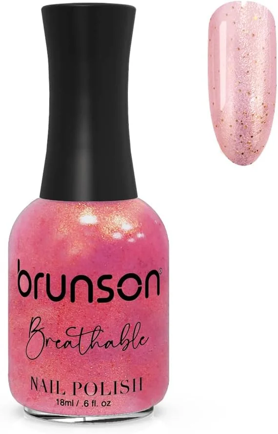 لاک ناخن قابل تنفس برونسون، لاک ناخن دوستدار وضو، خشک شدن سریع، وگان، ماندگاری طولانی اما جدا شدن آسان و سازگار با محیط زیست، براق، پایه آب، 18 میلی لیتر BH261