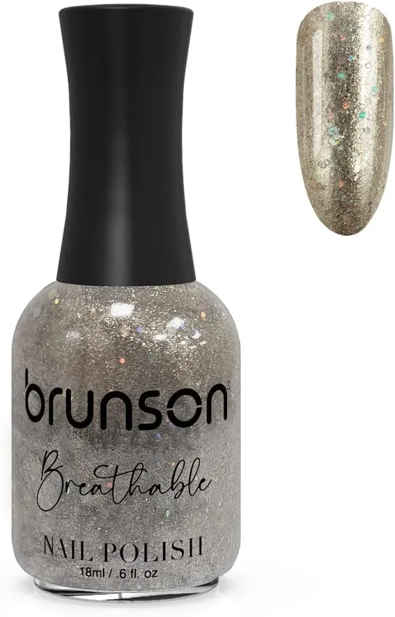 لاک ناخن قابل تنفس برونسون، لاک ناخن دوستدار وضو، خشک شدن سریع، وگان، ماندگاری طولانی، لایه برداری آسان و سازگار با محیط زیست، براق، پایه آب، 18 میلی لیتر BH252