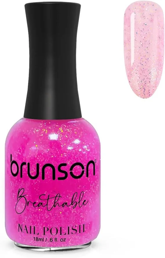 لاک ناخن قابل تنفس برونسون، لاک ناخن دوستدار وضو، خشک شدن سریع، وگان، ماندگاری طولانی اما به راحتی جدا می شود و سازگار با محیط زیست، ارگانیک، براق، پایه آب، لاک ناخن 18 میلی لیتر BH256