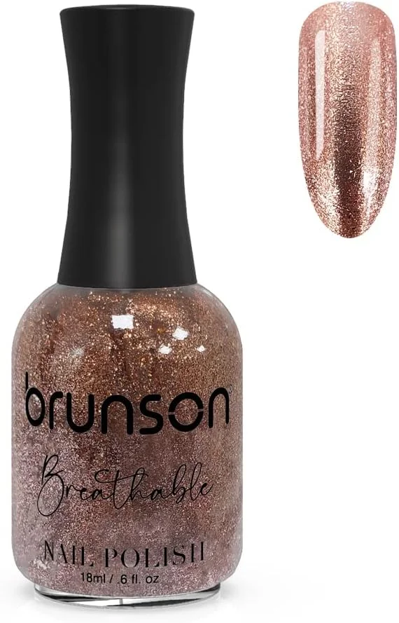 لاک ناخن قابل تنفس برونسون، لاک ناخن دوستدار وضو، خشک شدن سریع، وگان، ماندگاری طولانی اما به راحتی جدا می شود و لاک ناخن براق و سازگار با محیط زیست بر پایه آب 18 میلی لیتر BH255