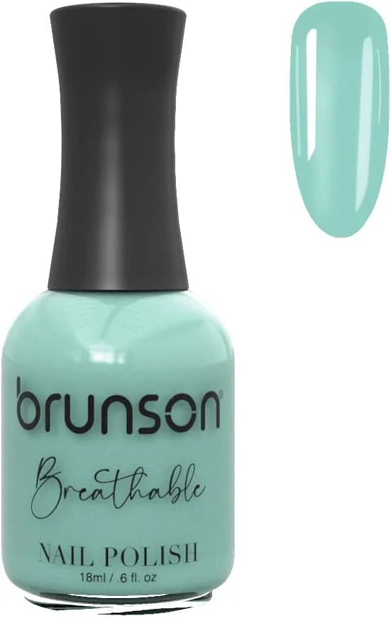 لاک ناخن قابل تنفس برونسون، لاک ناخن حلال، مناسب وضو، خشک شدن سریع، وگان، ماندگاری طولانی اما به راحتی جدا می شود و سازگار با محیط زیست، براق و درخشان، لاک ناخن بر پایه آب 18 میلی لیتر BH039