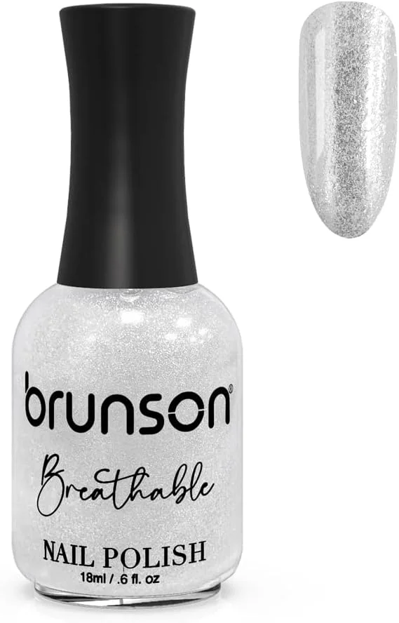 لاک ناخن قابل تنفس برونسون، لاک ناخن دوستدار وضو، خشک شدن سریع، وگان، ماندگاری طولانی با قابلیت جدا شدن آسان و سازگار با محیط زیست، براق، پایه آب، 18 میلی لیتر BH346