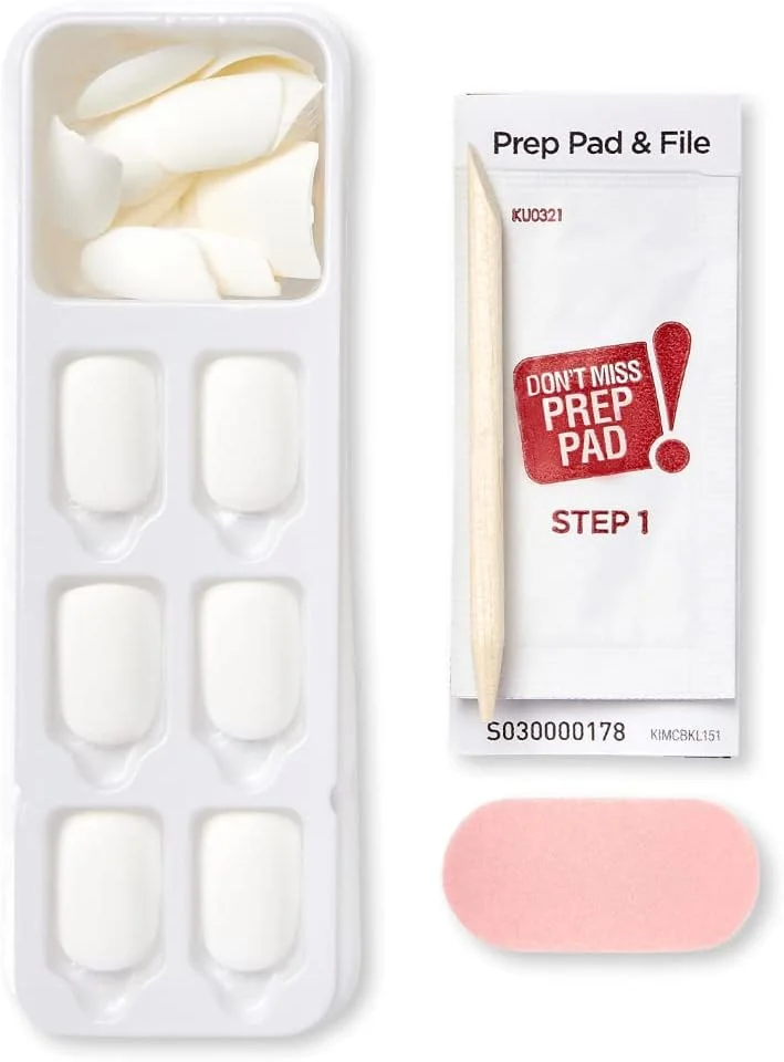 ناخن مصنوعی چسبی رنگی KISS imPRESS، Brie - طول کوتاه، مات، مانیکور رنگ ثابت بدون لاک، شامل پد آماده سازی، سوهان کوچک، چوب مانیکور و 30 ناخن مصنوعی