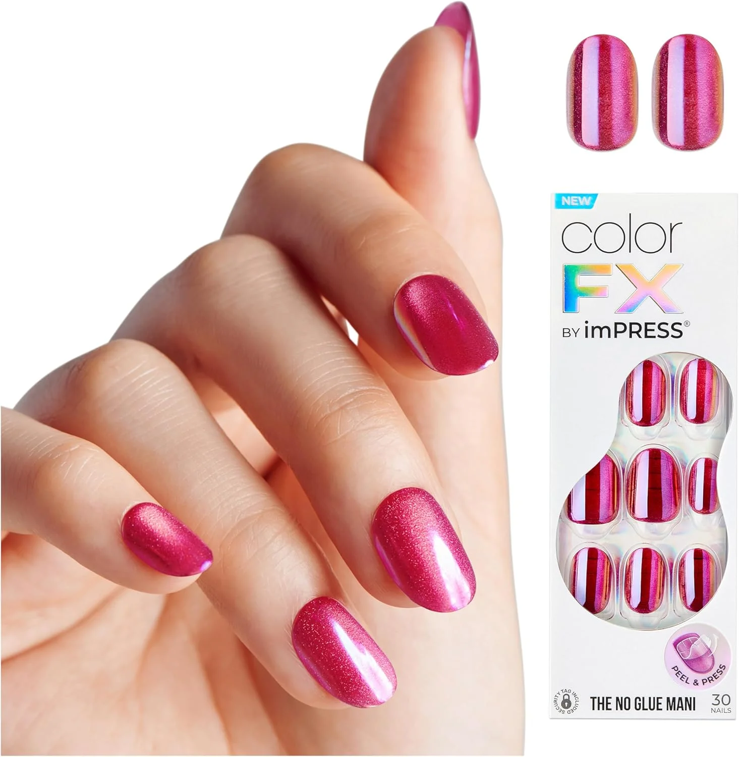 ناخن مصنوعی چسبی KISS colorFX مدل ‘Around You’، صورتی یکدست با روکش مرواریدی، بیضی کوتاه، چسبندگی جدید و بهبود یافته، شامل 30 ناخن مصنوعی، پد آماده سازی، یک چوب مانیکور، 1 سوهان ناخن کوچک