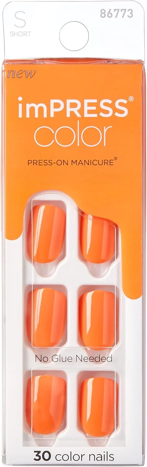 ست ناخن مصنوعی چسبی imPRESS KISS، رنگ 'انبه شیرین'، 30 عدد، ضد لب پر شدن و لک