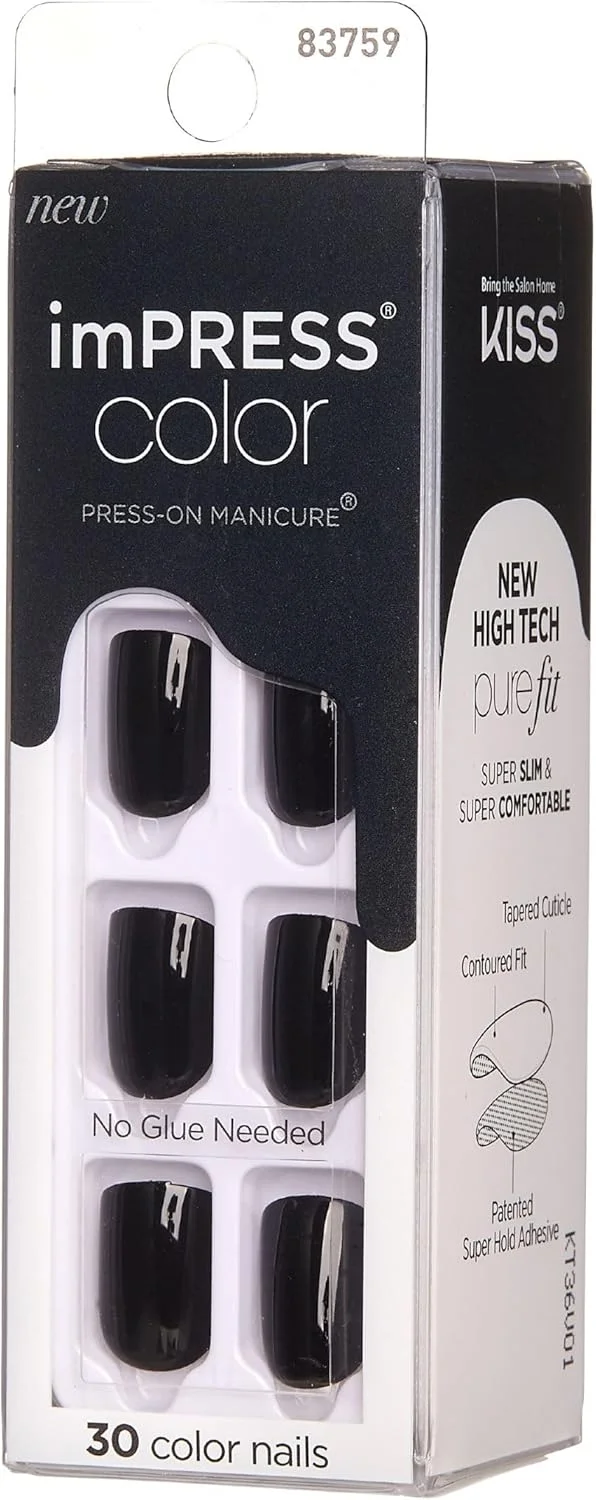ناخن مصنوعی چسبی imPRESS KISS، کیت ناخن ژلی، فناوری PureFit، طول کوتاه، "مشکی مطلق"، مانیکور رنگی یکدست بدون لاک، شامل پد آماده سازی، سوهان ناخن کوچک، چوب کوتیکول و 30 ناخن مصنوعی ناخن مصنوعی چسبی imPRESS KISS، کیت ناخن ژلی، فناوری PureFit، طول کوتاه، "مشکی مطلق"، مانیکور رنگی یکدست بدون لاک، شامل پد آماده سازی، سوهان ناخن کوچک، چوب کوتیکول و 30 ناخن مصنوعی