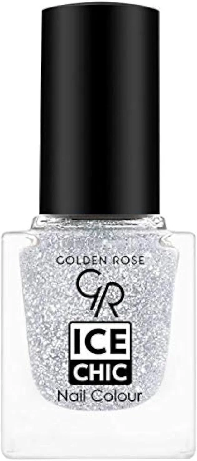 لاک ناخن گلدن رز مدل آیس شیک شماره 101، رنگ نقره ای اکلیلی