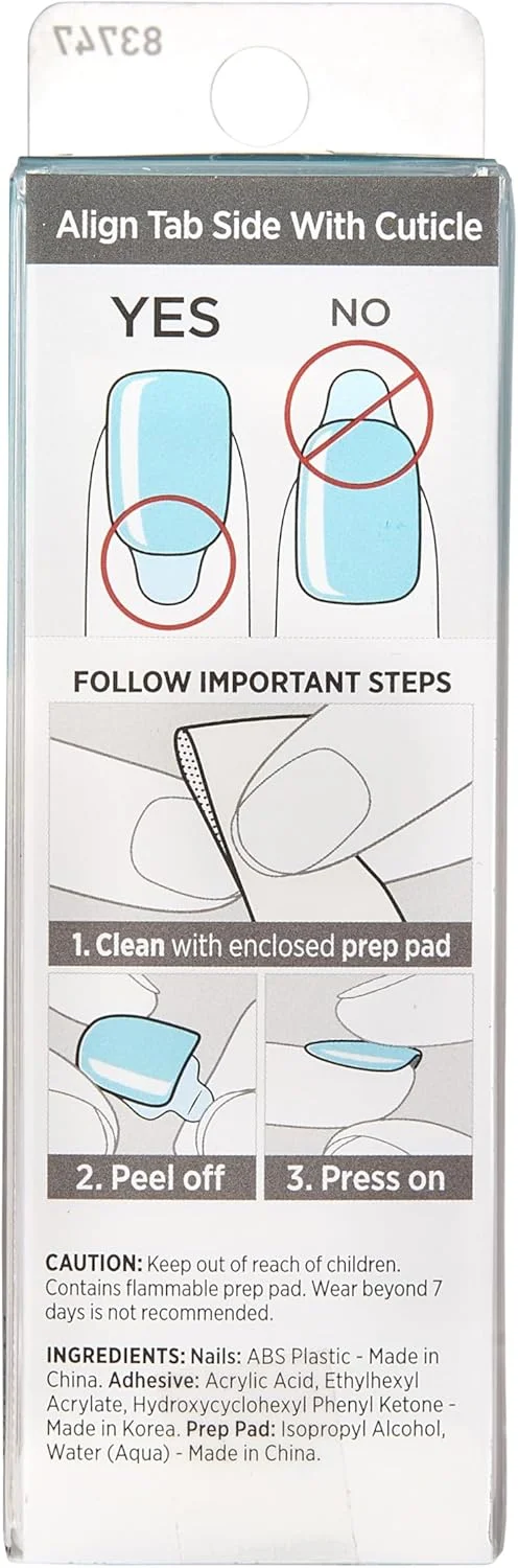 کاشت ناخن فوری Kiss Impress، کیت ناخن ژلی، فناوری Purefit، چسب دار، "Mint To Be"، مانیکور رنگی یکدست بدون لاک، شامل پد آماده سازی، سوهان کوچک، چوبچه کوتیکول و 30 ناخن مصنوعی