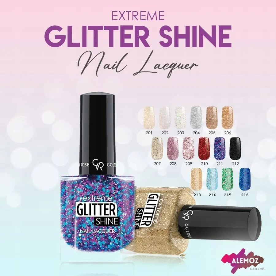 لاک ناخن اکلیلی گلدن رز مدل اکستریم شاین شماره 203 رنگ استار شاین