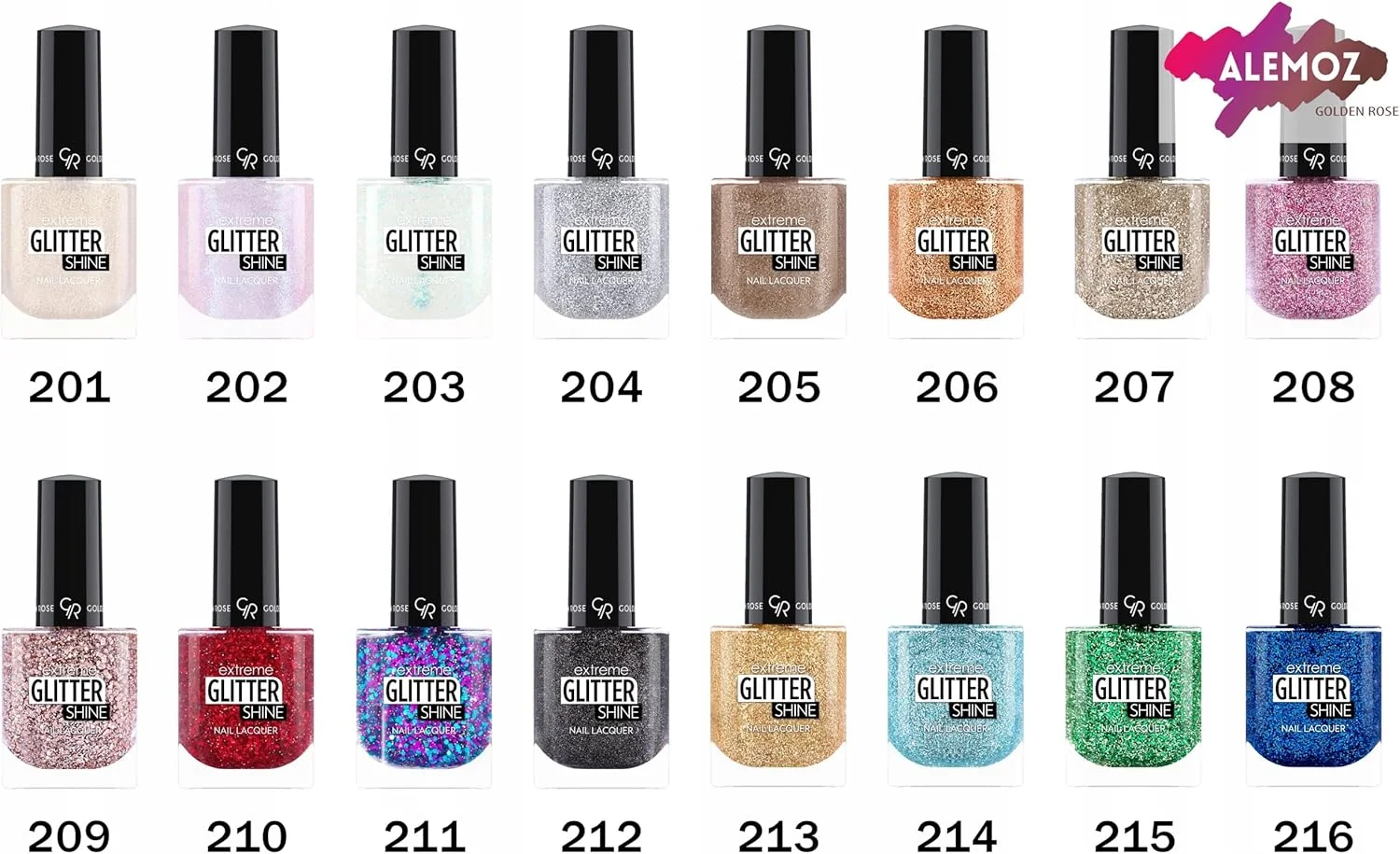 لاک ناخن اکلیلی گلدن رز مدل اکستریم شاین شماره 203 رنگ استار شاین