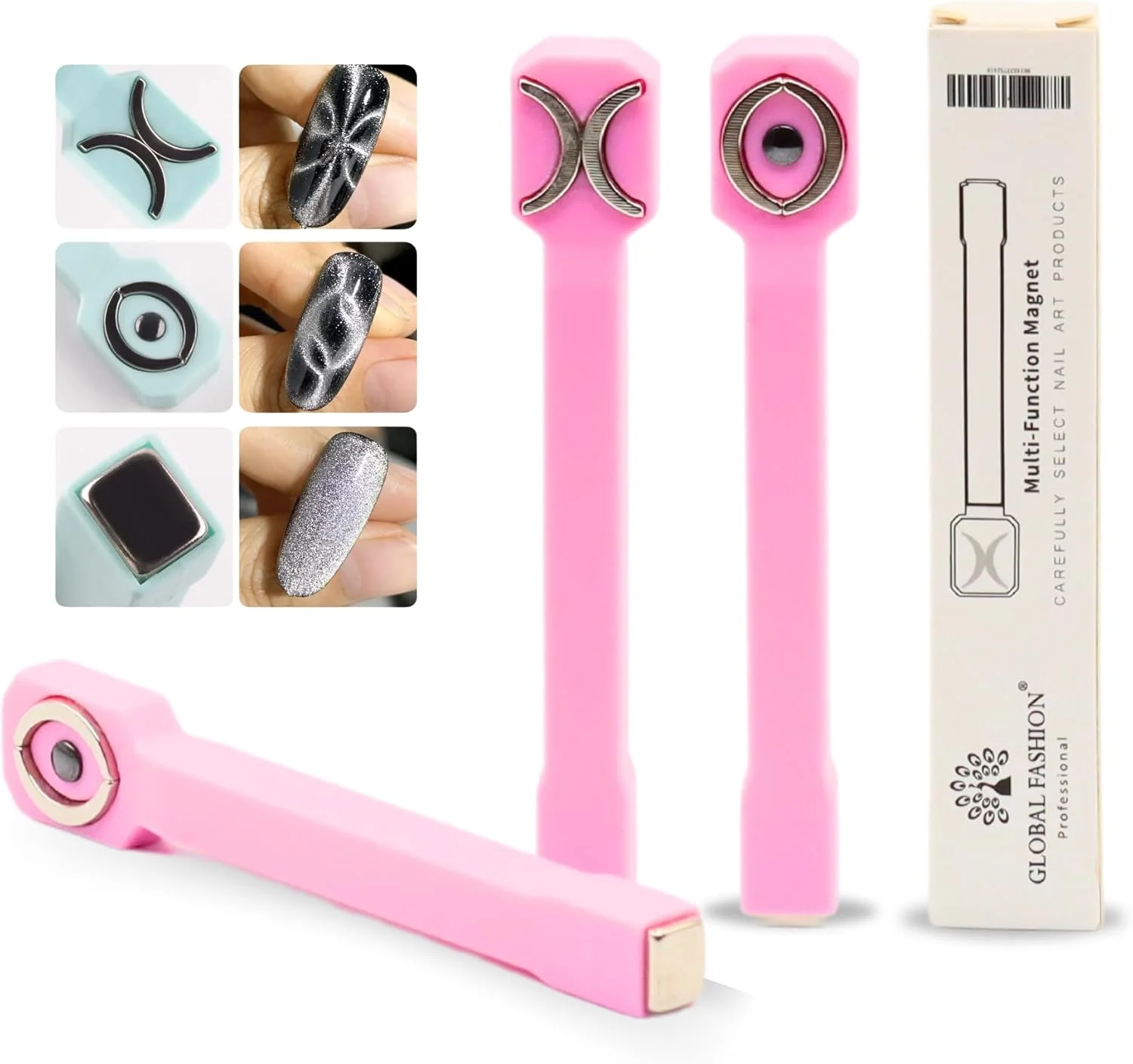 ابزار چندکاره مگنت ناخن چشم گربه ای 3 در 1 برای لاک ژل UV، قلم مغناطیسی دو طرفه قوی برای ایجاد جلوه های چشم گربه ای، هاله ای و موج دار - ایده آل برای استفاده DIY و سالن های حرفه ای