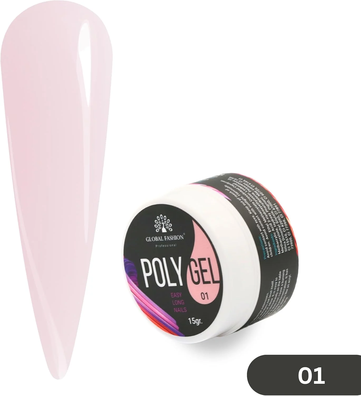 سیستم پیشرفته پولی ژل ناخن حرفه ای گلوبال فشن - قوی، بادوام و آسان برای استفاده - 15 گرم | (01) سیستم پیشرفته پولی ژل ناخن حرفه ای گلوبال فشن - قوی، بادوام و آسان برای استفاده - 15 گرم | (01)