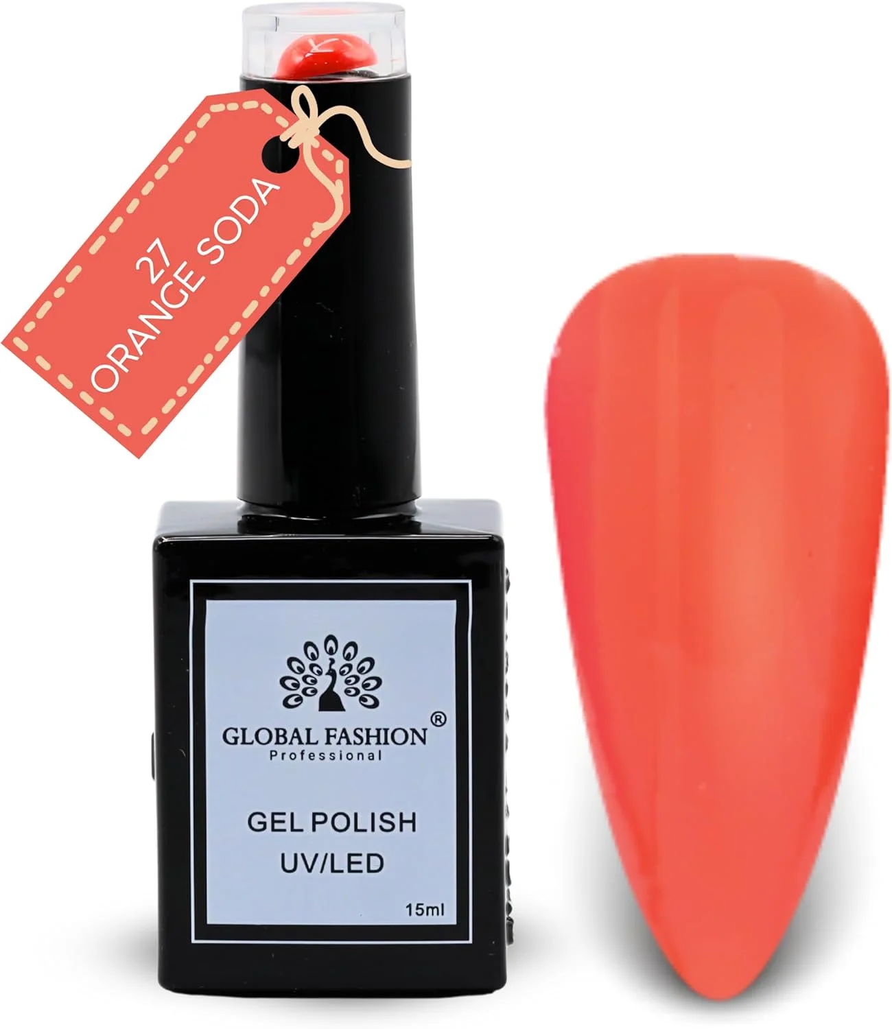 ست لاک ژل کالکشن رنگ های خنثی گلوبال فشن (25-30) - 6 رنگ بادوام، براق و مقاوم در برابر لب پر شدن برای نوجوانان و حرفه ای ها - کیت لاک ناخن ژلی یو وی/ال ای دی (27-نارنجی سودا-1 عدد، 15 میلی لیتر)