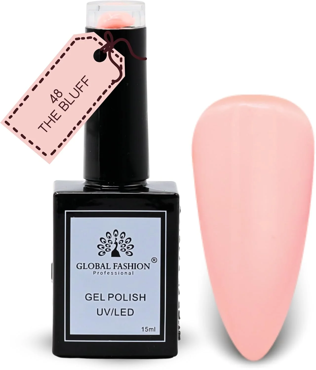 مجموعه رنگ‌های ملایم خنثی گلوبال فشن (43–48) – 6 رنگ بادوام، براق و مقاوم در برابر لب پر شدن برای نوجوانان و حرفه‌ای‌ها – کیت لاک ژل یو وی/ال ای دی (48-The Bluff-1p، 15 میلی لیتر)