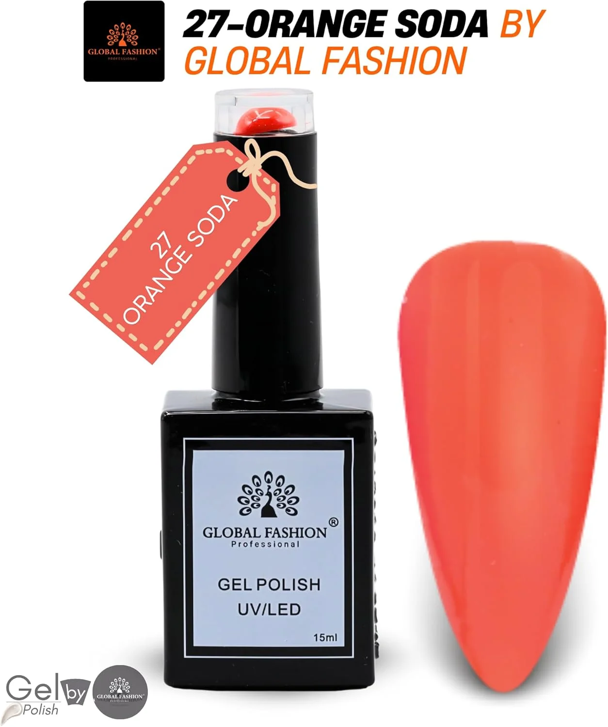 ست لاک ژل کالکشن رنگ های خنثی گلوبال فشن (25-30) - 6 رنگ بادوام، براق و مقاوم در برابر لب پر شدن برای نوجوانان و حرفه ای ها - کیت لاک ناخن ژلی یو وی/ال ای دی (27-نارنجی سودا-1 عدد، 15 میلی لیتر)