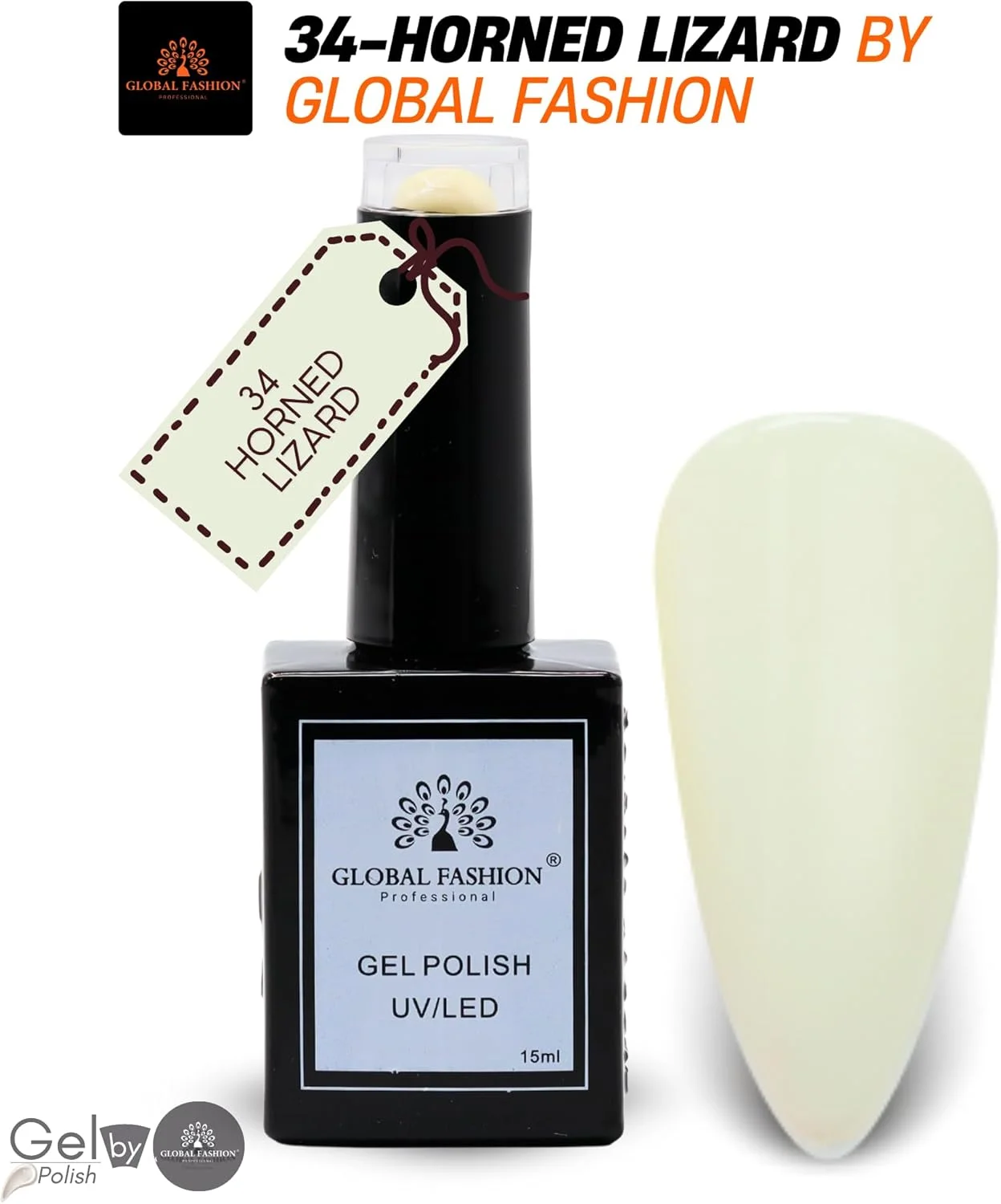 مجموعه رنگ های ظریف سفید جهانی فشن (31–36) – 6 رنگ بادوام، براق و مقاوم در برابر لب پر شدن برای نوجوانان و متخصصان – کیت لاک ژل ناخن UV/LED (34-مارمولک شاخدار-1 عدد، 15 میلی لیتر)