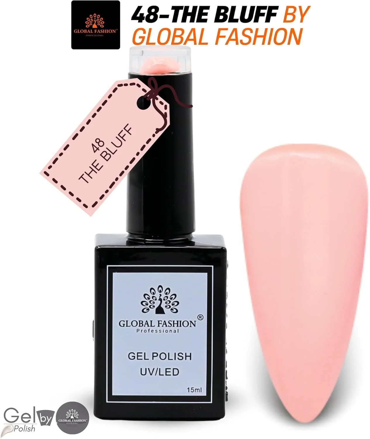 مجموعه رنگ‌های ملایم خنثی گلوبال فشن (43–48) – 6 رنگ بادوام، براق و مقاوم در برابر لب پر شدن برای نوجوانان و حرفه‌ای‌ها – کیت لاک ژل یو وی/ال ای دی (48-The Bluff-1p، 15 میلی لیتر)