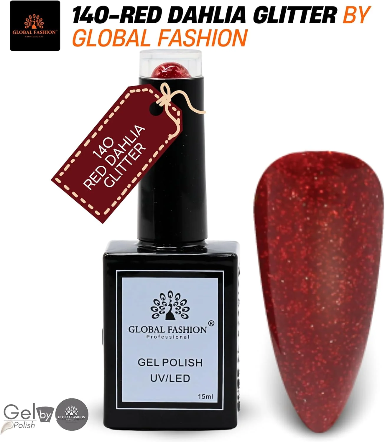 مجموعه اکلیل و درخشش فشن جهانی (133–140) – 6 رنگ بادوام، براق و مقاوم در برابر لب پر شدن برای نوجوانان و حرفه ای ها – کیت لاک ژل UV/LED (140-اکلیل گل کوکب قرمز-1عدد، 15 میلی لیتر)