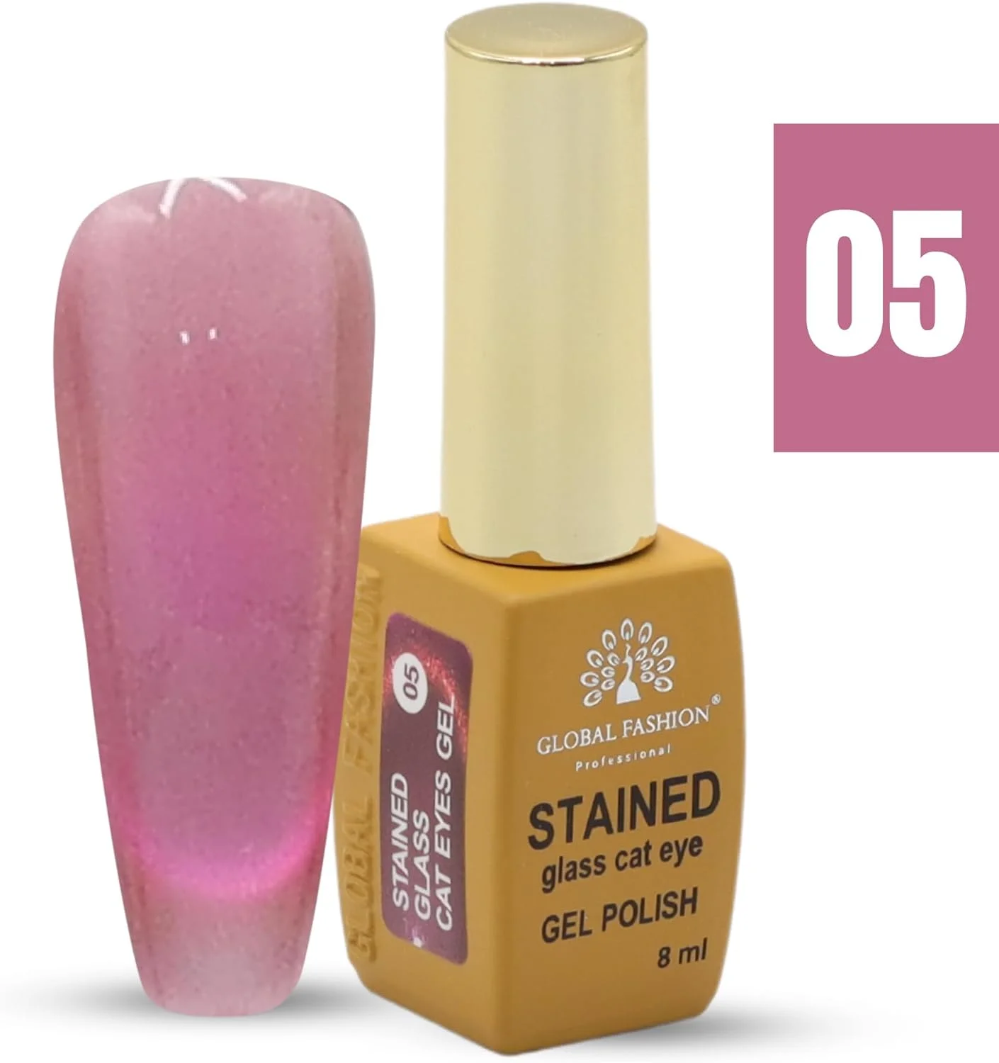 لاک ژل چشم گربه ای طرح شیشه رنگی گلوبال فشن 8 میل | براق کننده هولوگرافیک، دارای آهنربا، ماندگاری بالا، درخشش زیاد، خشک شدن با UV/LED، طراحی ناخن، مانیکور حرفه ای، کیفیت سالن | (05)