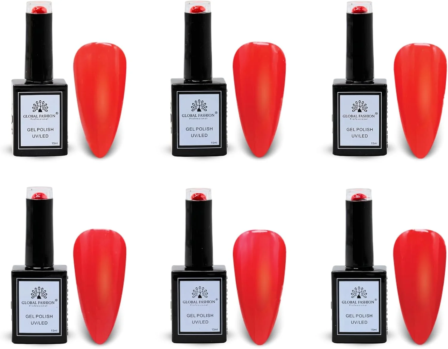 مجموعه لاک ژل یو وی ال ای دی گلوبال فشن – 140 رنگ حرفه ای خیساندنی، 15 میلی لیتر – لاک ناخن با ماندگاری طولانی و براق برای مانیکور سالن و منزل (1-6 Red Rendezvous-6p، 15ml)