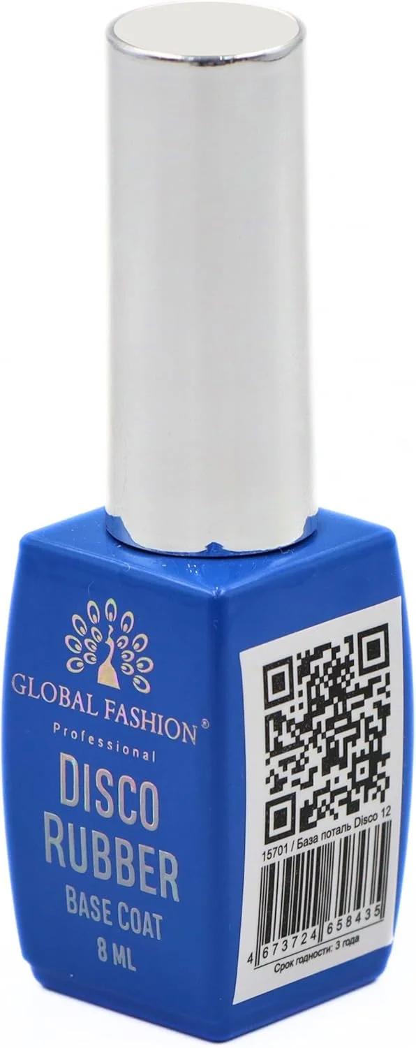 بیس رابر انعکاسی دیسکو حرفه ای گلوبال فشن | 8 میل | درخشش ماندگار | طراحی ناخن | (02)