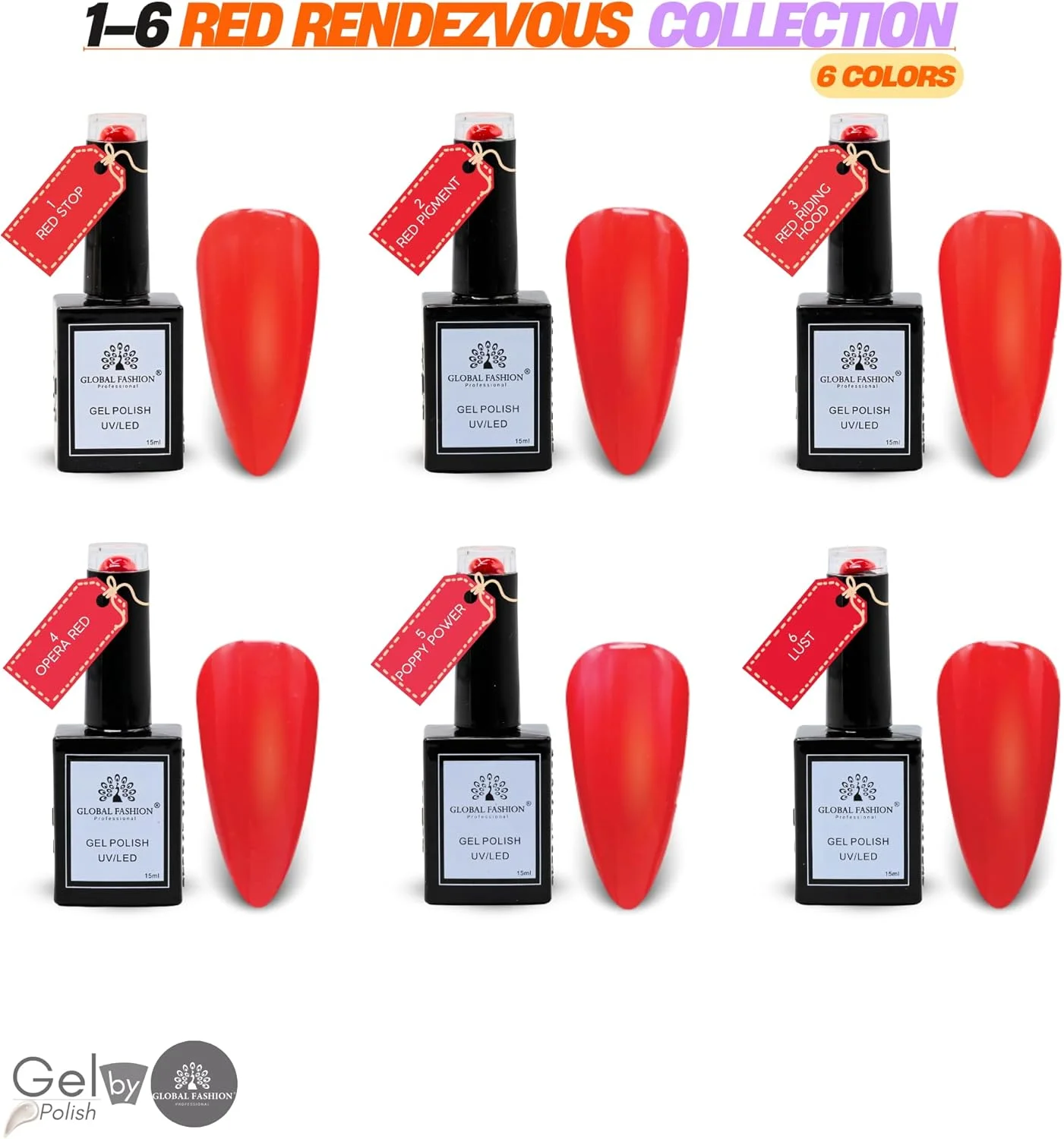 مجموعه لاک ژل یو وی ال ای دی گلوبال فشن – 140 رنگ حرفه ای خیساندنی، 15 میلی لیتر – لاک ناخن با ماندگاری طولانی و براق برای مانیکور سالن و منزل (1-6 Red Rendezvous-6p، 15ml) مجموعه لاک ژل یو وی ال ای دی گلوبال فشن – 140 رنگ حرفه ای خیساندنی، 15 میلی لیتر – لاک ناخن با ماندگاری طولانی و براق برای مانیکور سالن و منزل (1-6 Red Rendezvous-6p، 15ml)