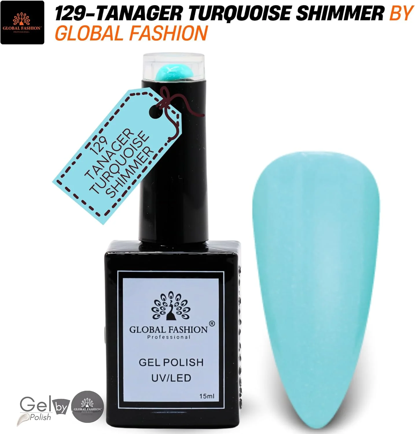مجموعه ظرافت خاکی گلوبال فشن (127–132) – 6 رنگ بادوام، براق و مقاوم در برابر لب پر شدن برای نوجوانان و متخصصان – لاک ژل ناخن قابل برداشت با UV/LED (129-Tanager Turquoise Shimmer-1p, 15ml)