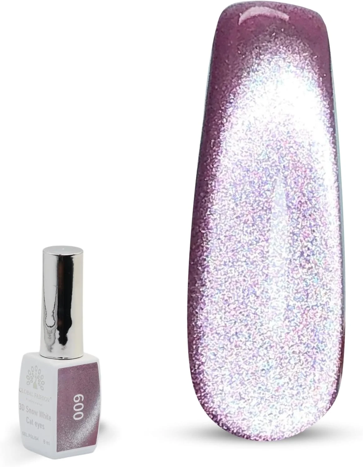 لاک ژل چشم گربه ای سه بعدی سفید برفی 8 میل – ژل مغناطیسی بادوام، درخشش هولوگرافیک، خیساندن با UV/LED، مقاوم در برابر لب پر شدن، وگان بدون تست حیوانی، طراحی ناخن DIY، مانیکور و پدیکور با کیفیت سالن (009)