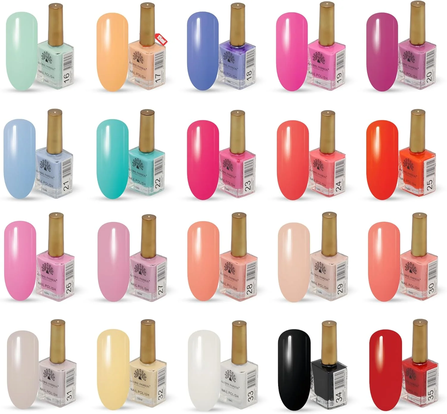 لاک ناخن 15 میلی لیتری - 20 رنگ زنده برای خانم ها، مانیکور و پدیکور، ماندگاری طولانی، مقاوم در برابر لب پر شدن، خشک شدن سریع، وگان، بدون تست حیوانی، با کیفیت سالن (لذت زنده، 20 رنگ)