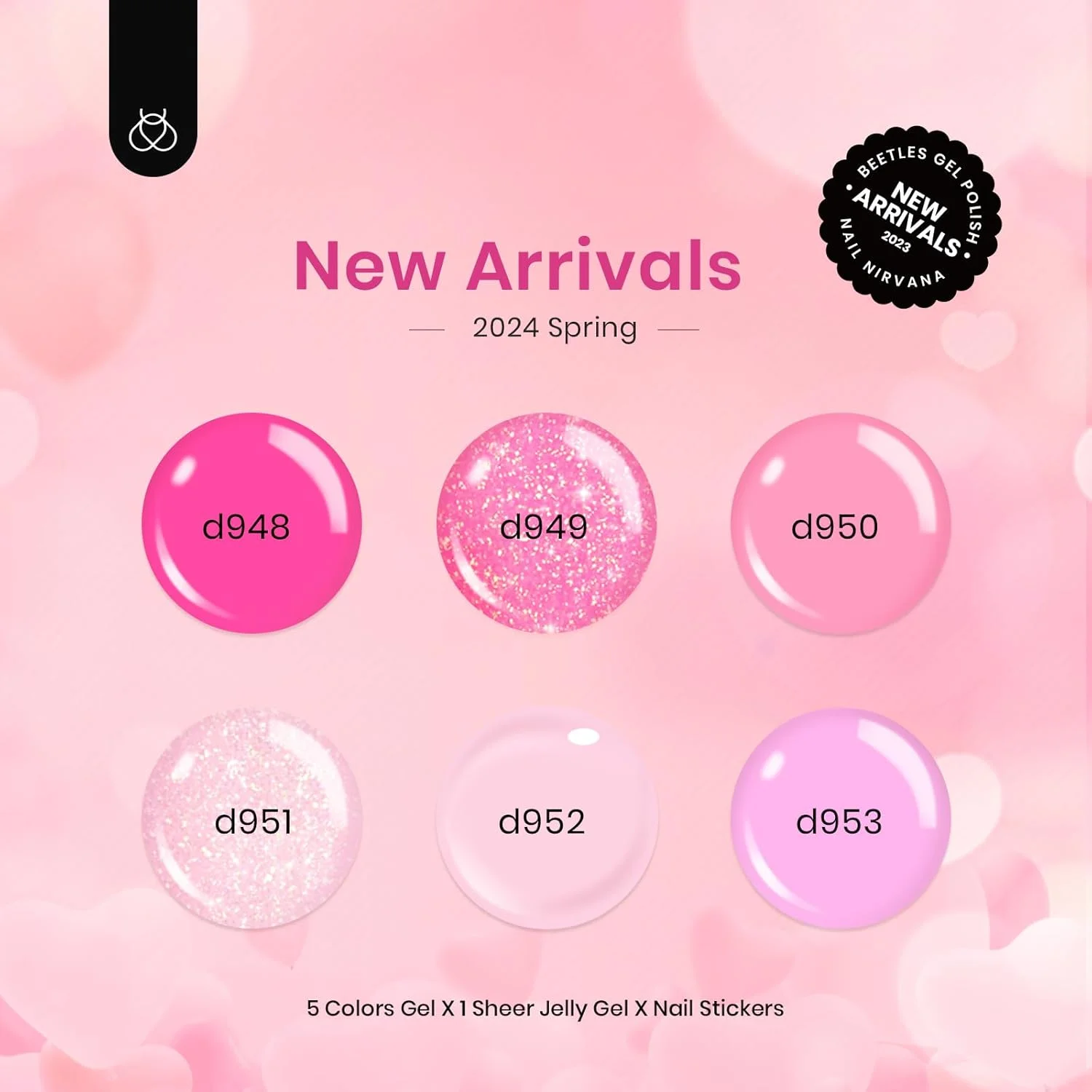 لاک ژل ناخن صورتی بیتلز، 6 رنگ صورتی براق، صورتی روشن، ژله ای صورتی، لاک ژل خیساندنی، قابل خشک شدن با UV LED، طراحی ناخن، سالن، خانه، مانیکور DIY، هدیه