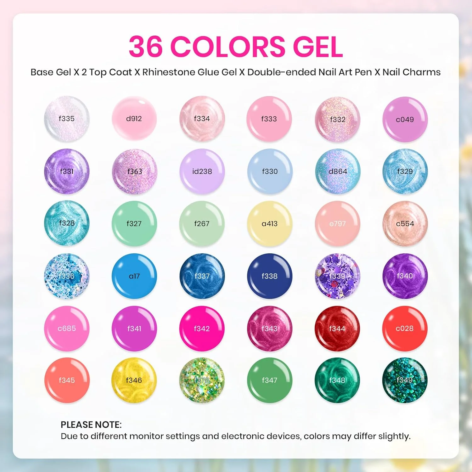 مجموعه لاک ژل بیتلز در رنگ های تابستانی، ۴۲ تکه، رنگ های یو وی، آبی، صورتی، بنفش، نارنجی، اکلیلی براق، مجموعه پری جنگلی با نگین های هنری، هدیه برای زنان و دختران