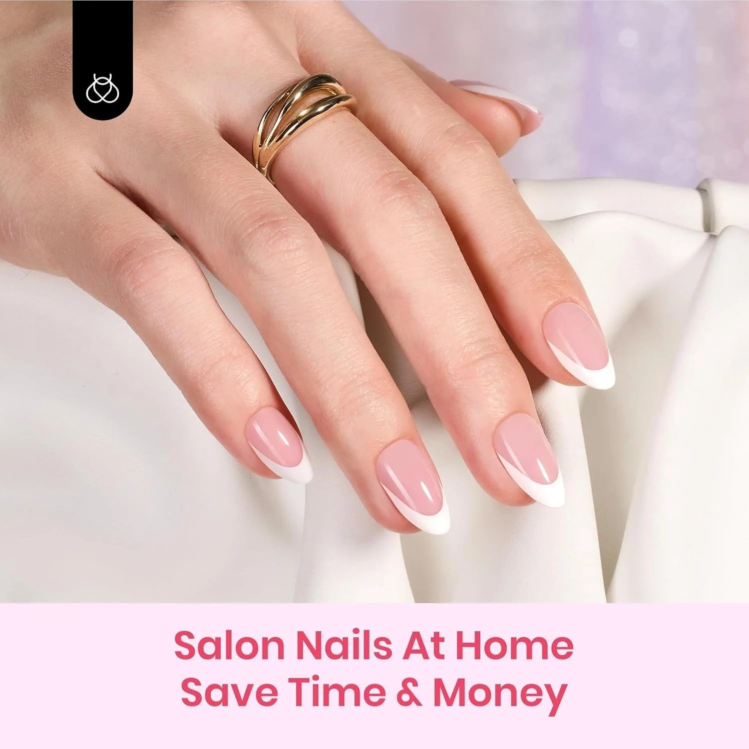 کیت لاک ژل ناخن X Press، نوع بادامی کوتاه با 224 فرنچ تیپ، چسب و ریموور، تاپ کت، مینی لامپ، هدیه DIY، همه در یک، برای خانم ها