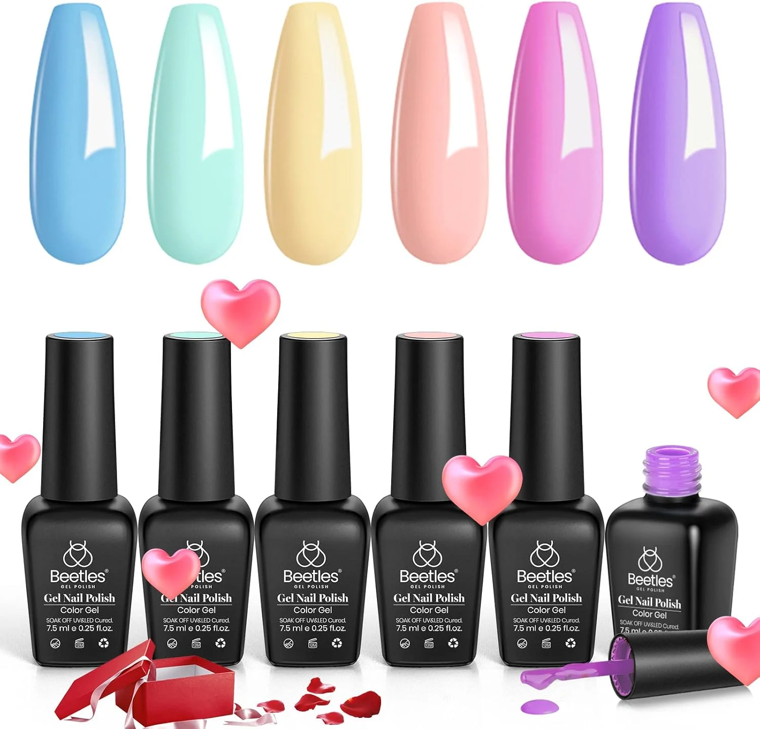 لاک ژل ناخن - رنگ های پاستلی تک شاخ بنفش صورتی آبی زرد مجموعه لاک ناخن طراحی ناخن خیساندن لامپ UV ناخن