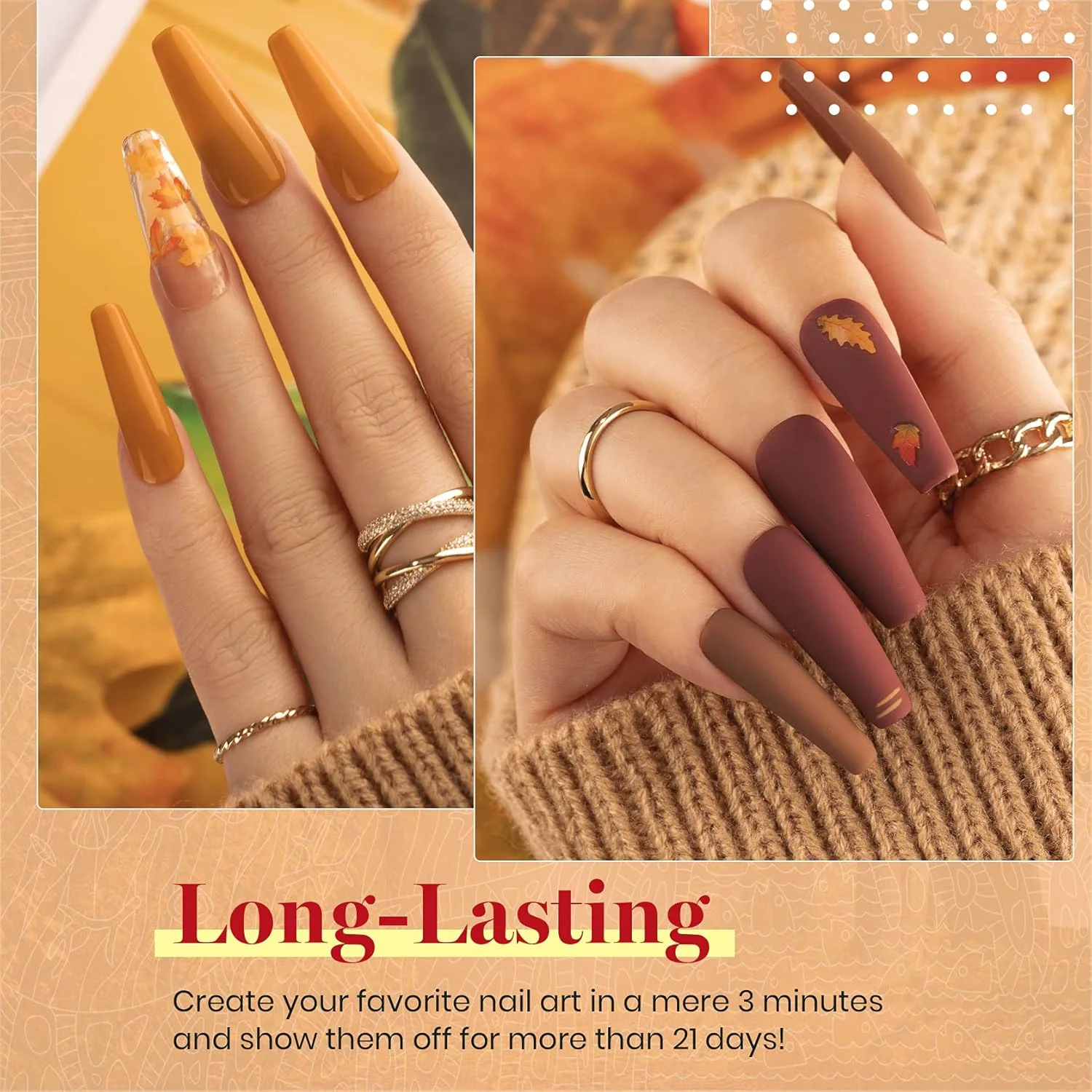 مجموعه لاک ژل ناخن پاییزه Beetles، سری رنگ های کاراملی، 6 رنگ لاک ژل خیساندنی، قابل خشک شدن با لامپ UV LED، 7.3 میلی لیتر در هر بطری برای طراحی ناخن های پاییزی و زمستانی